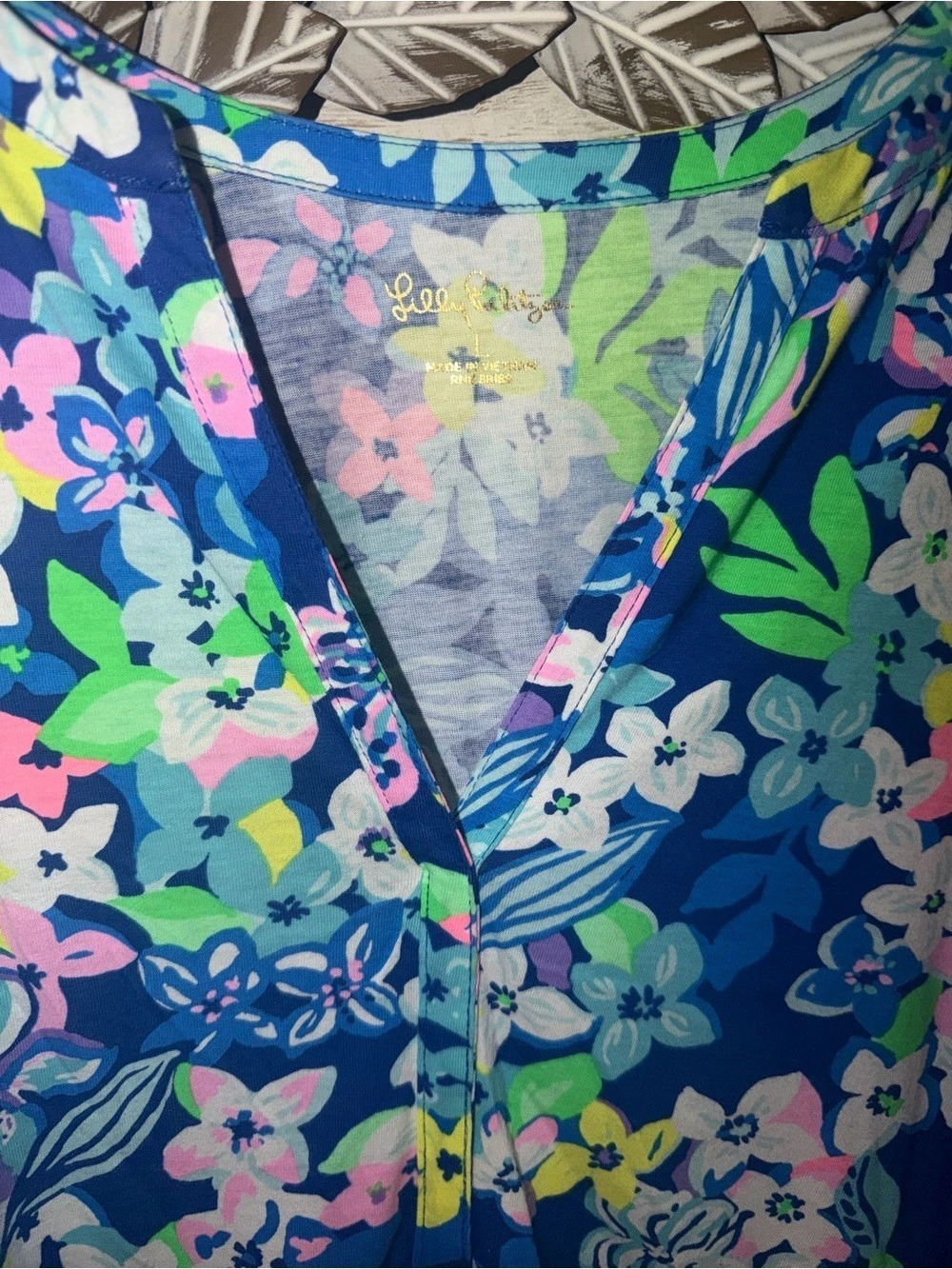 Lilly Pulitzer Floral Midi Dress in Blue & Green Like New - Picture 2 of 2